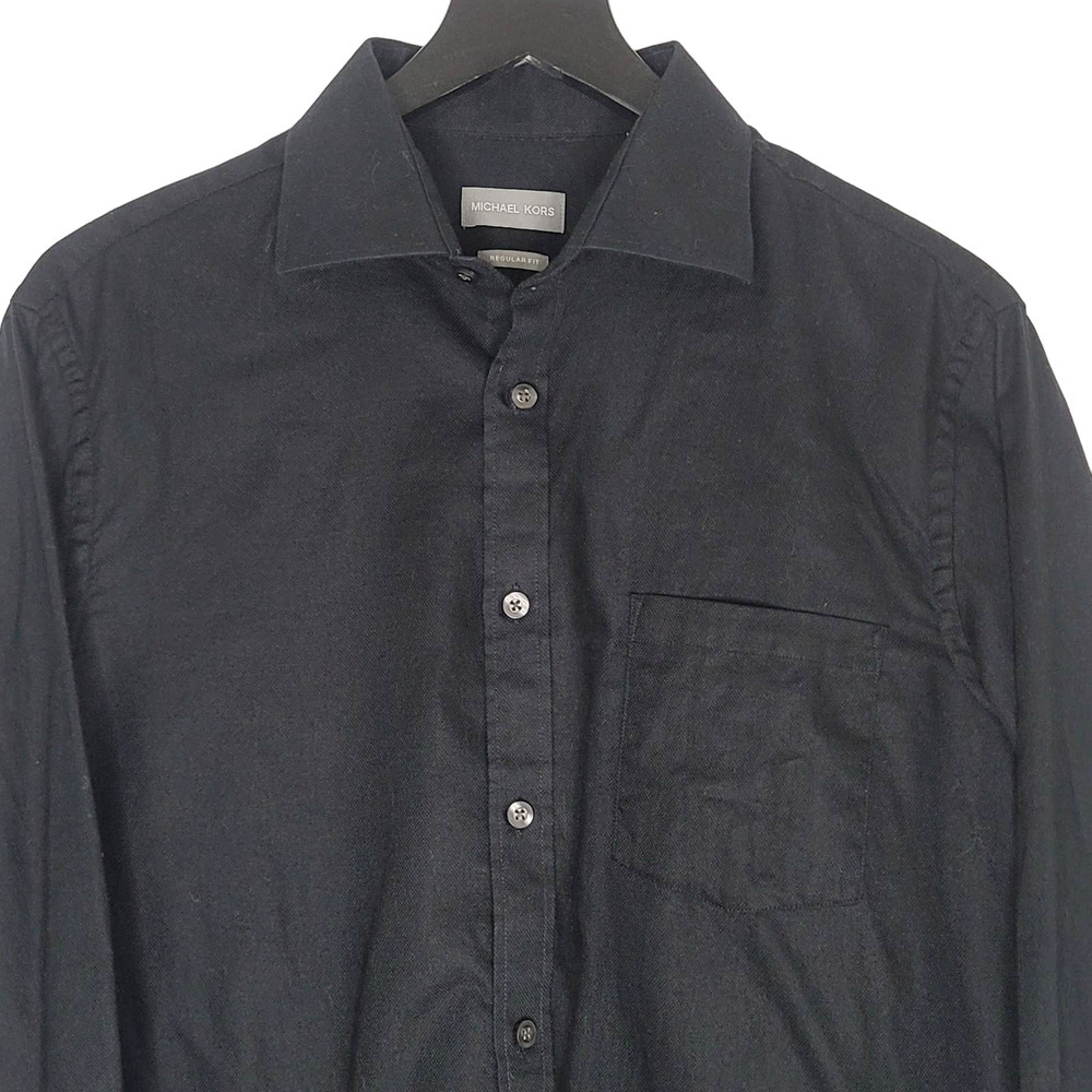 Michael Kors Button Up Shirt Black Regular Fit Long Sleeve Preppy 16.5 34/35